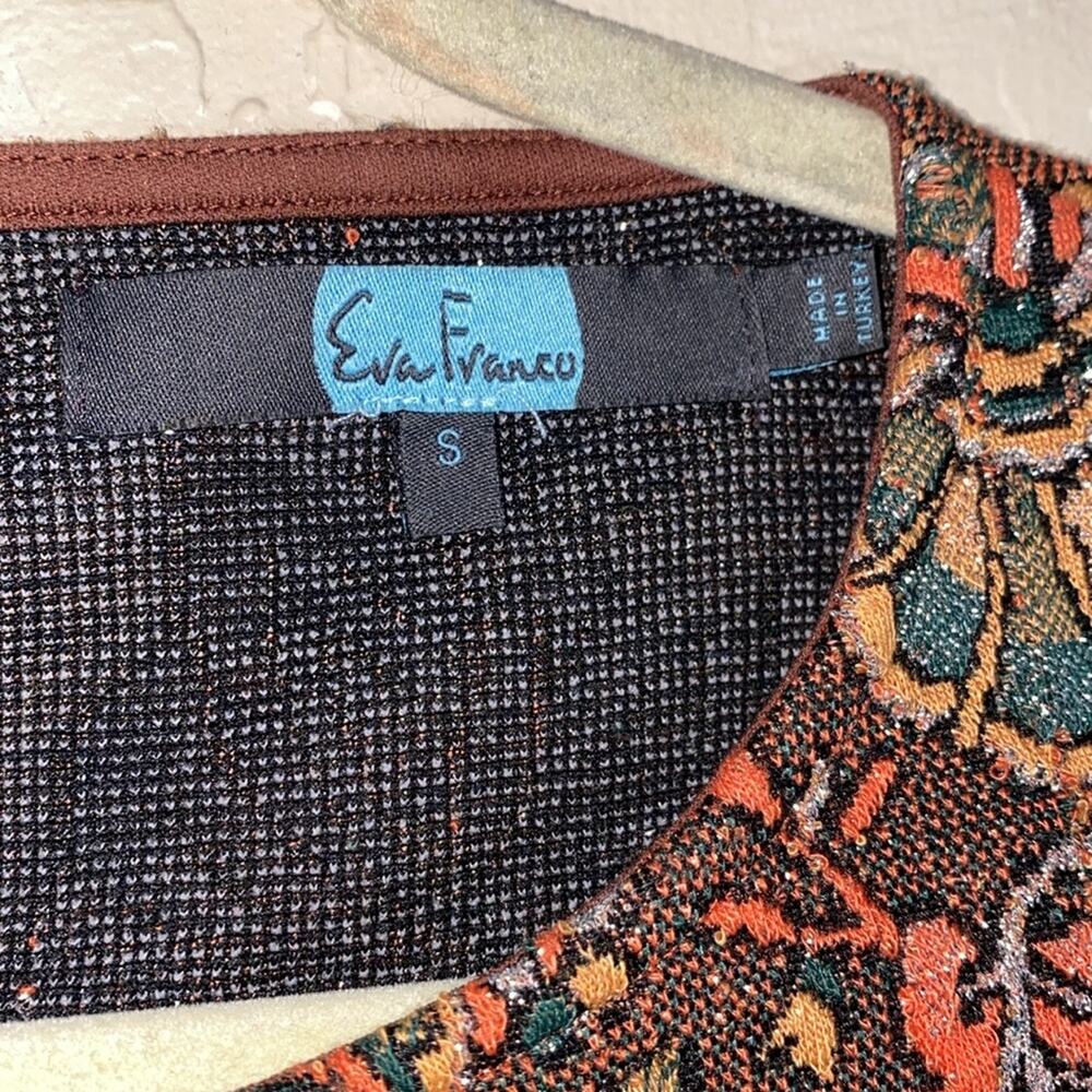 Anthropologie Eva Franco Jacquard Sleeveless Brown Floral Top - Picture 3 of 6